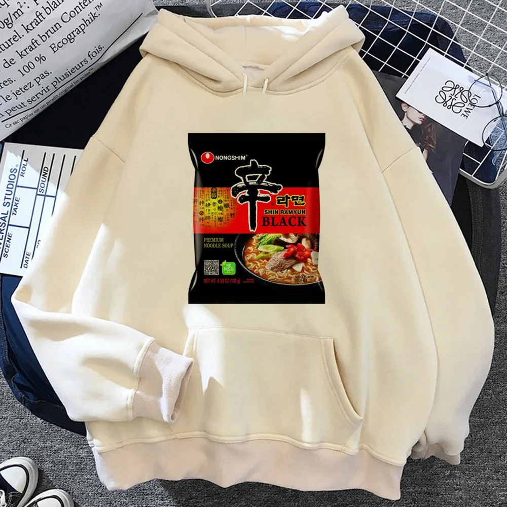 Shin Ramen hoodie youthful anime sweater elegant kawaii soft fabric patterned women pullover printed design streetwear