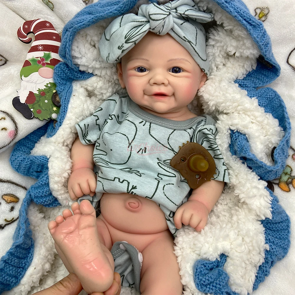 43 cm anatomicamente correto corpo inteiro sólido de silicone renascido bebê menino / menina pesado boneca recém-nascida para exibição e coleção de arte