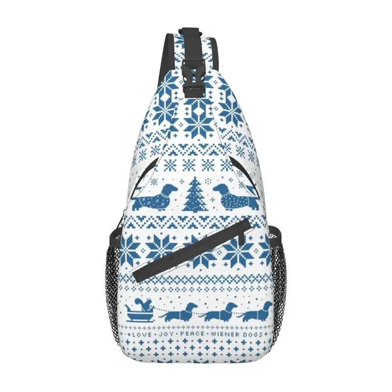 Mochila cruzada de perro salchicha para vacaciones de Navidad para hombres, bolso de pecho de hombro de Animal personalizado para mascotas, mochila de viaje