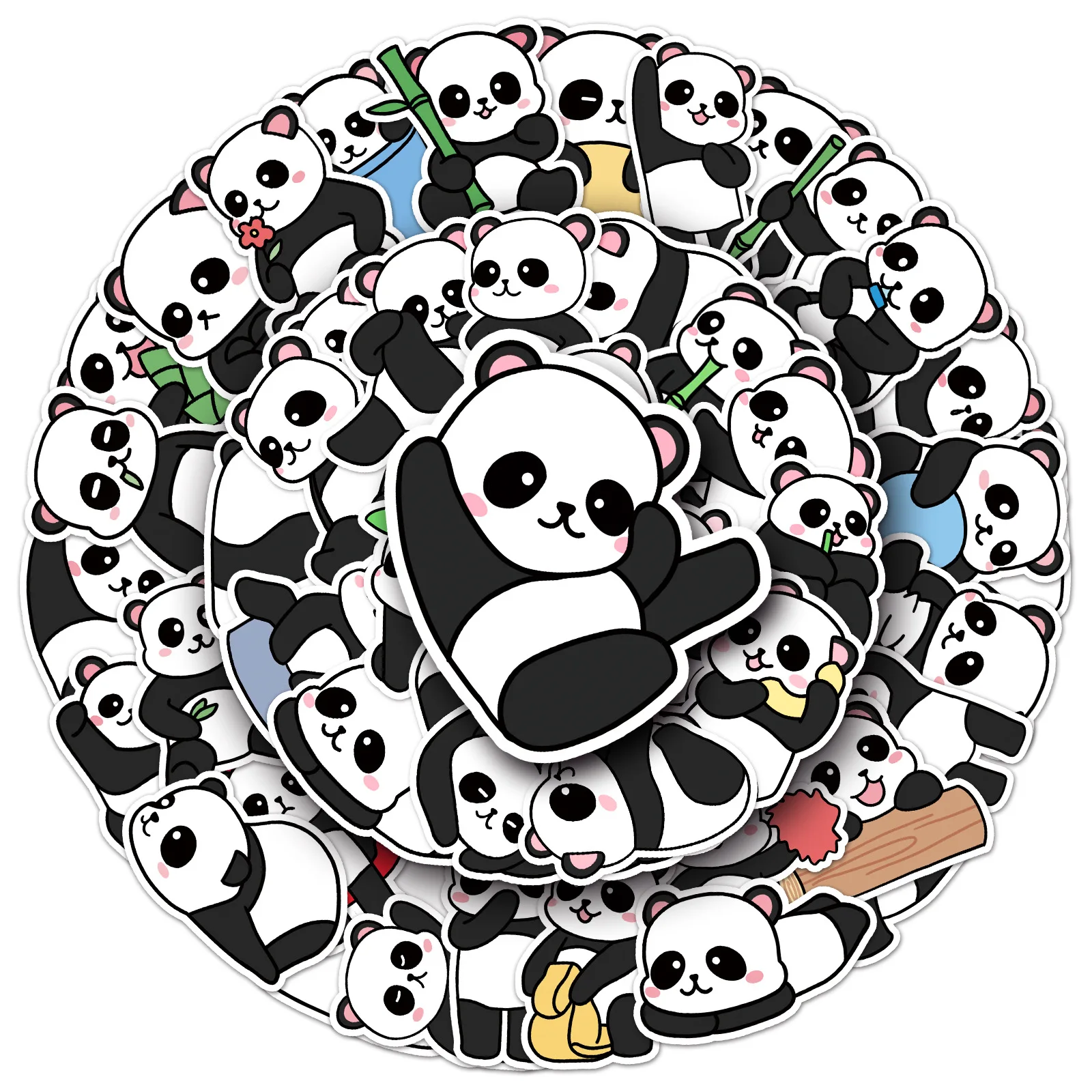 

50PCS Kawaii Panda Sticker Funny Waterproof Decal Kids Toy Gift Creative DIY Scooter Phone Case Water Cup Stationery Box