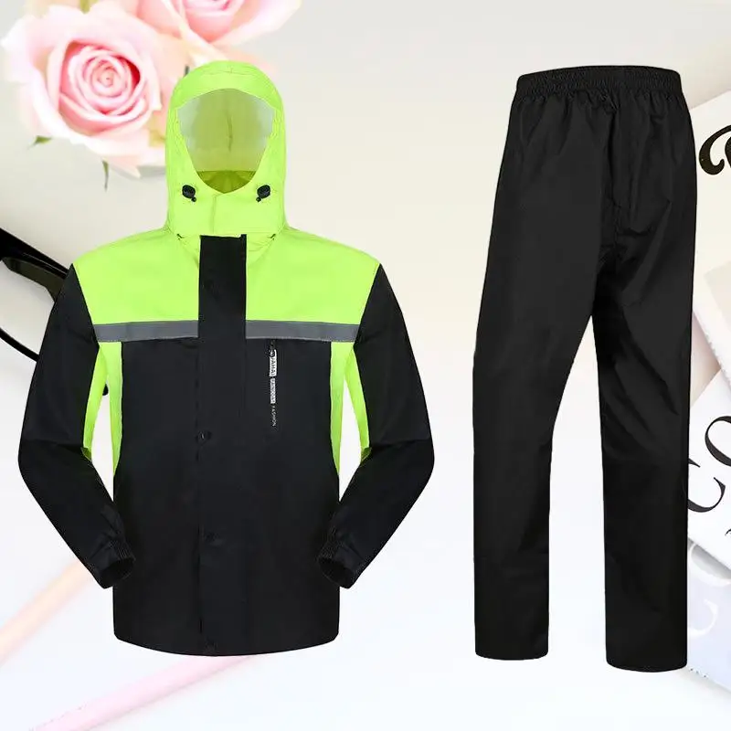 Raincoat And Rain Pants Set Fashionable Reflective Double Layered Separate Anti Riot Raincoat For Riding Motorcycles In The Rain