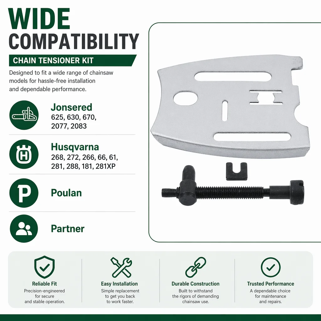 Chain Adjuster Tensioner Bar Plate Kit For Jonsered 625 630 670 2077 2083 & Husqvarna Saw Parts Replaces 501537101 501814801