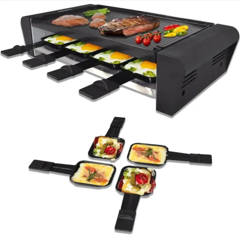 

1/8Pcs Mini Raclette Grill Pans Handle Cheese Melt Pan Non-Stick Carbon Steel BBQ Cooking Pans Eggs Cheese Melt Pan With Spatula