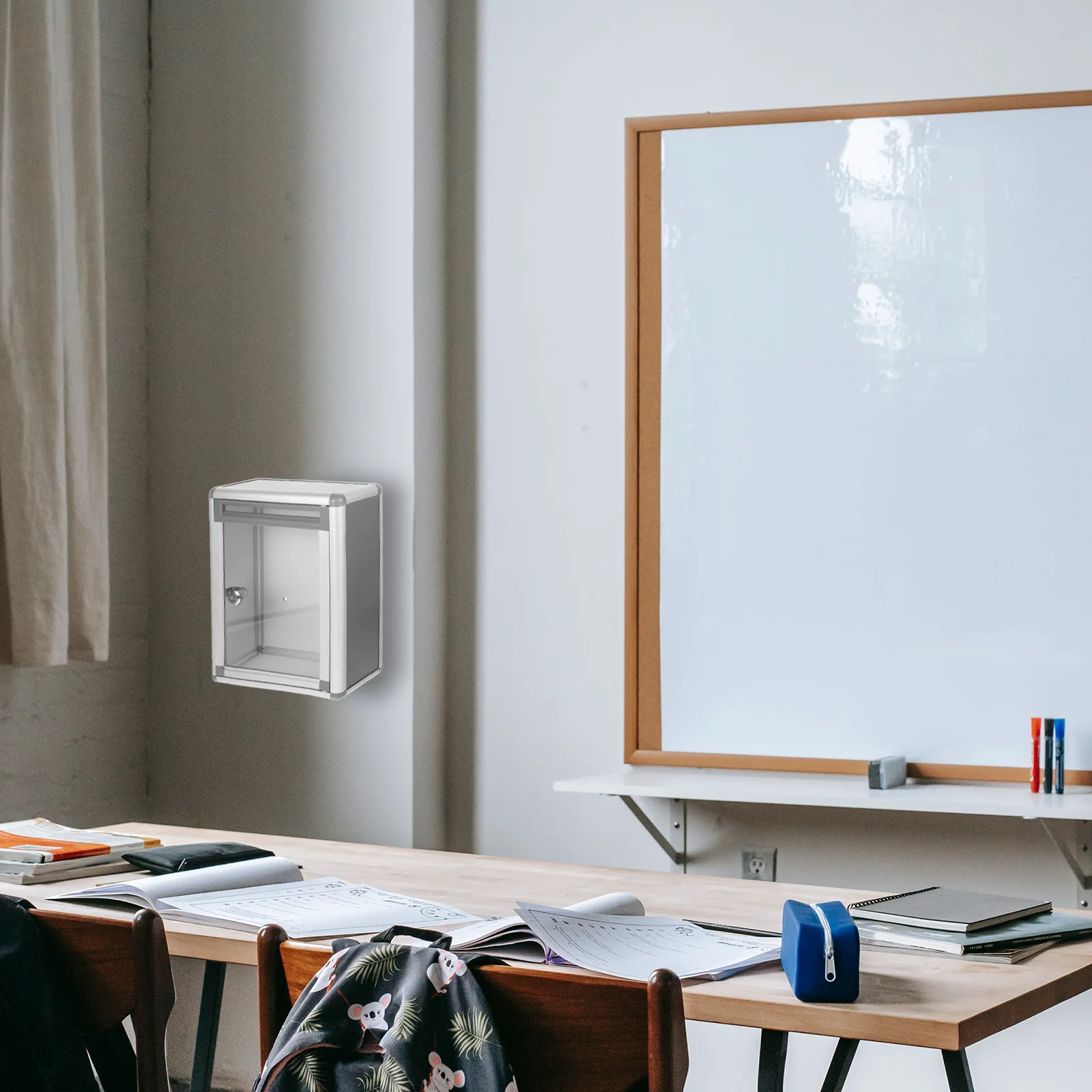 

Wall-mounted Mailbox Gray Color Large Capacity Safe Suggestion Case Aluminum Alloy Letter Hanging Post Box Storage Box