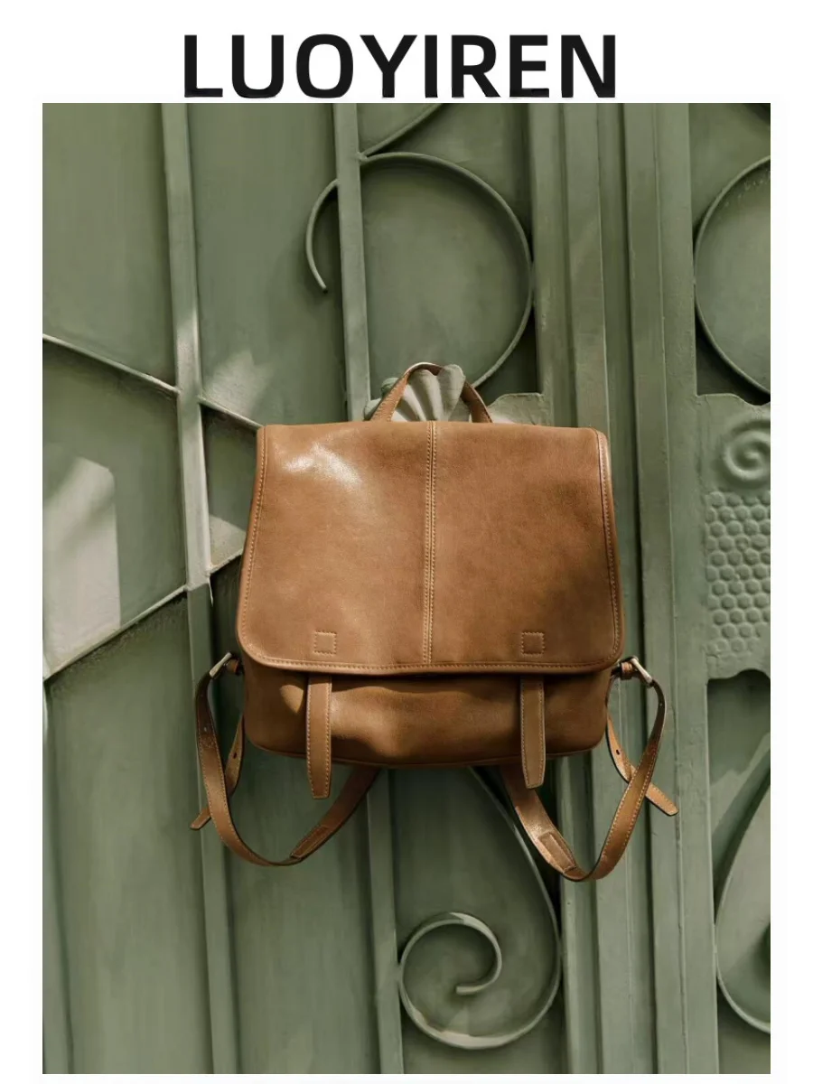 Casual Tanned eepskin Menger Bag 2026 New Sle for Work Commuting Laptop Bapa Soft Handle ex Youth Bag