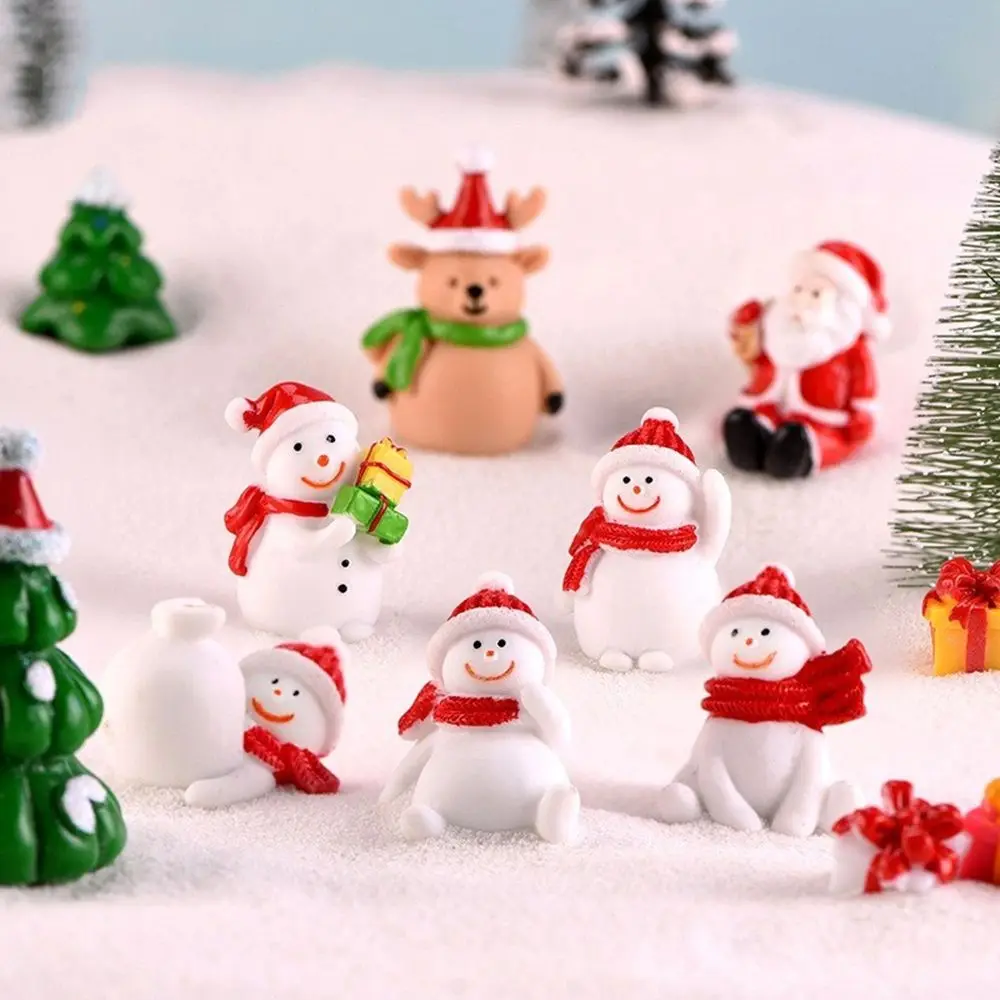 ของขวัญกล่อง Snowman ตัวเลขตกแต่ง Terrarium Fairy Garden คริสต์มาส Miniature เครื่องประดับ Figurines Micro Landscape