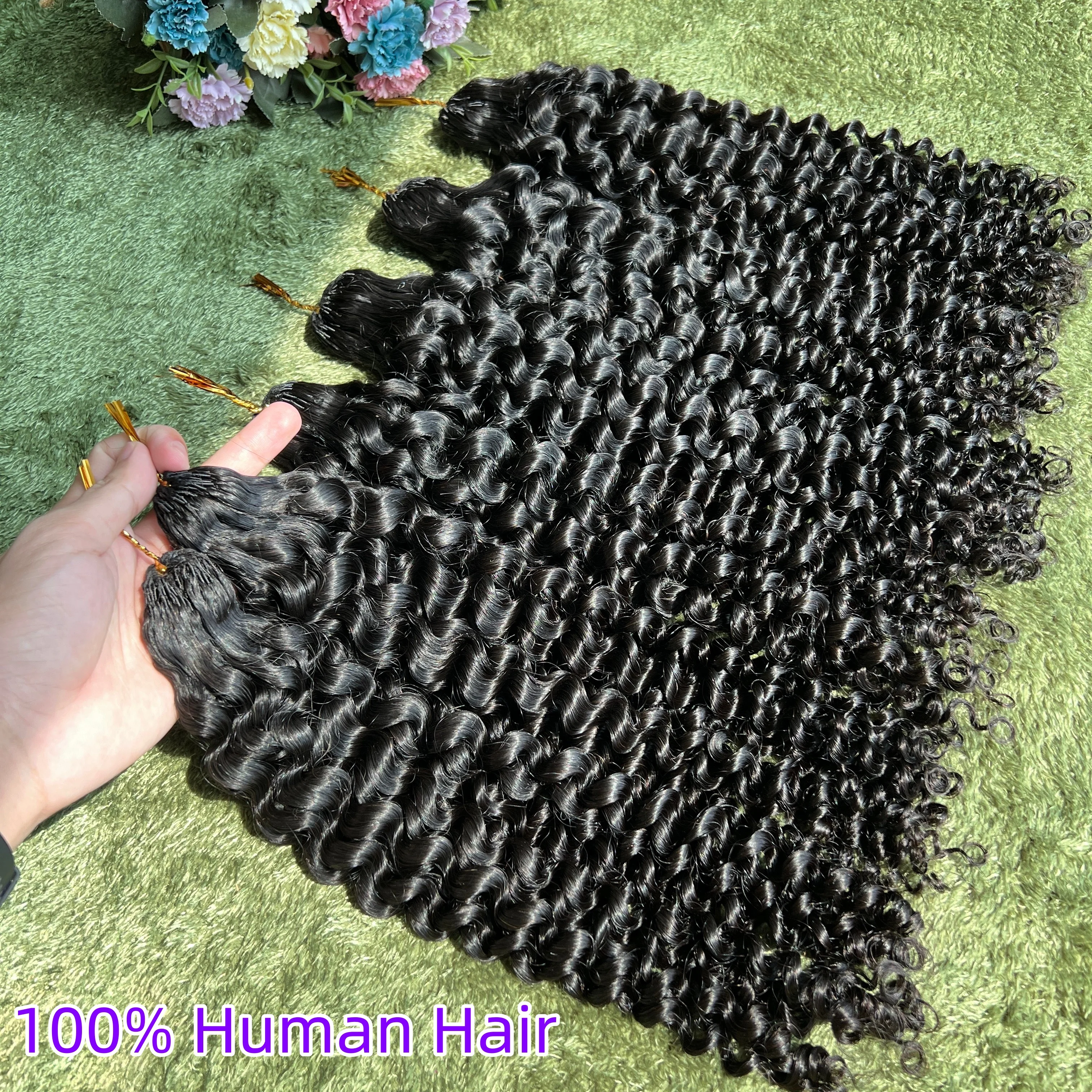 15A Deep Wave Crochet Human Hair Bundles Boho Braid Hair 100% Remy Pre-Separated Feather Invisible Crochet Hair Extensions