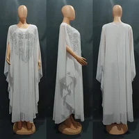 Robe de Soirée Africaine en Mousseline de Soie pour Femme, Boubou, Ankara, Dashiki, Kaftan de Dubaï, Abaya Marocaine, Ensemble de 2 Pièces 6