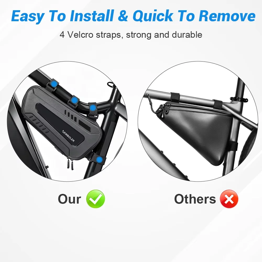 NEWBOLER 2L E-Bike Battery Bag Triangle Pack EVA Waterproof Large Capacity Zipper For Electric Bicycle Bicycle Accessories