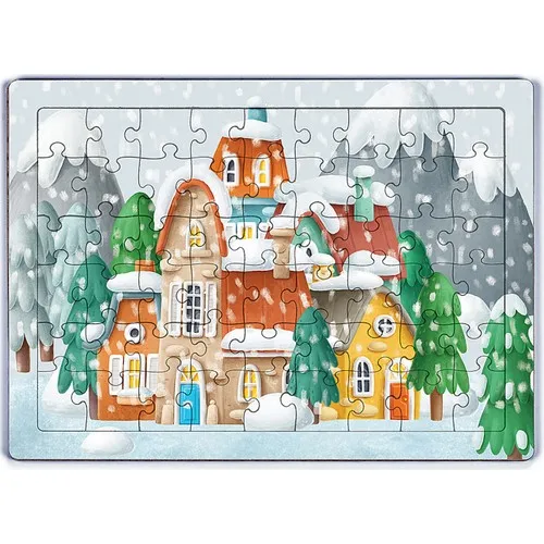 King Of Puzzle Forest Village And Winter Wooden Puzzle 54 Piece (Lıv-20)