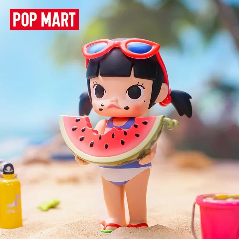 Pop Mart Molly My Childhood Series figura de acción de Anime Guess Bag adorno figuritas decoración del hogar muñecas de escritorio modelo regalo