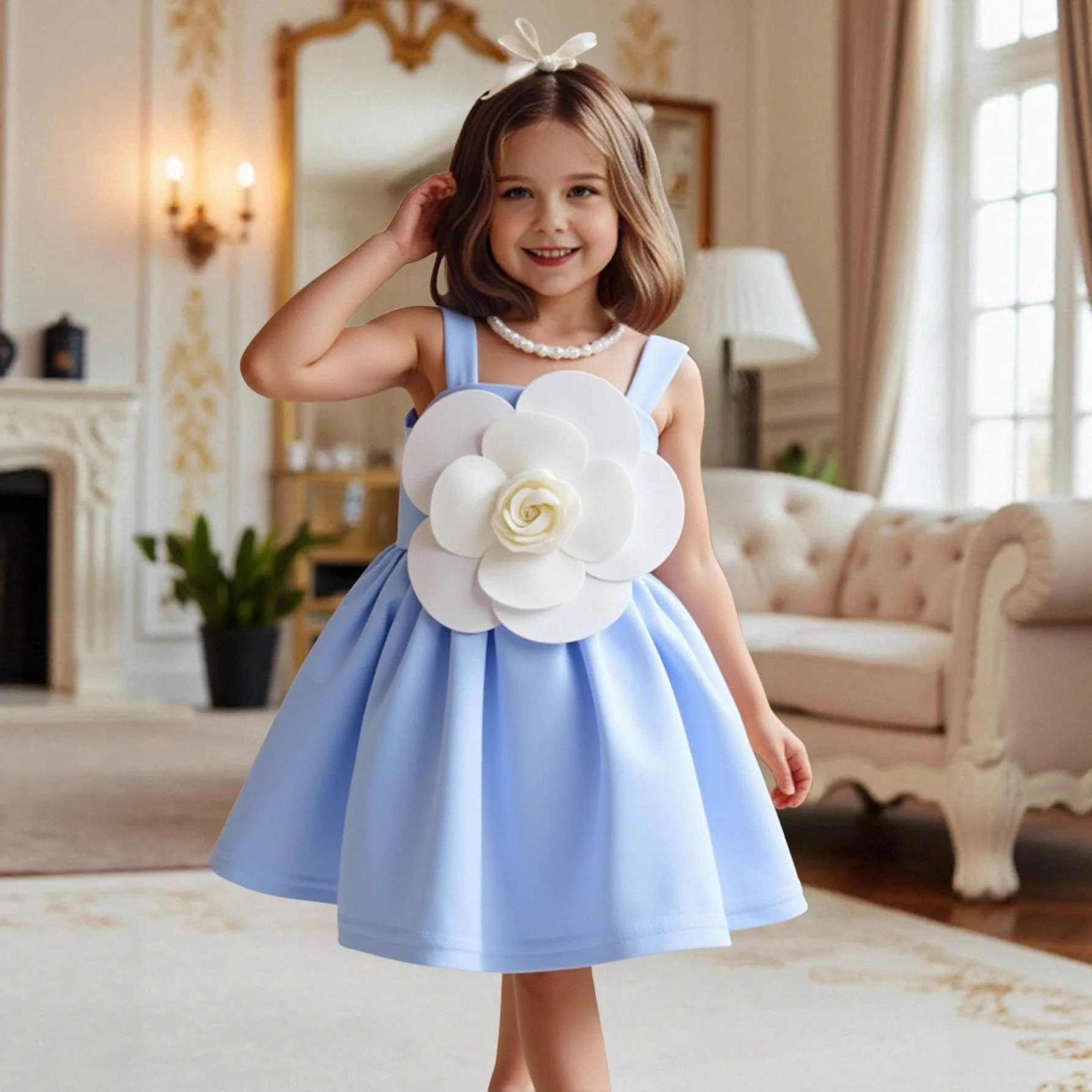 

Flower Girls Big Rose Sleeveless Princess Dress For Kids Wedding Birthday Party Ceremony Performance Formal Banquet Prom Gown