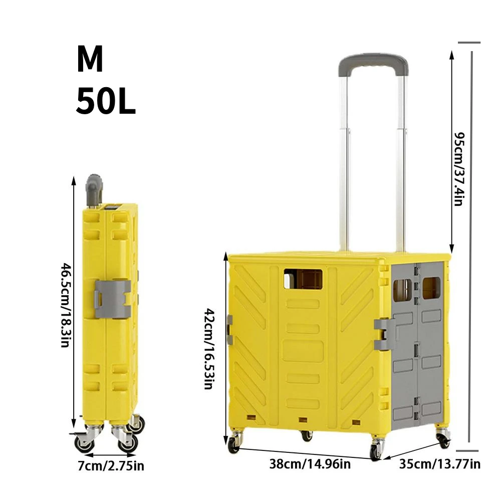 Carrito de compras plegable con ruedas para el mercado, CAJA PLEGABLE portátil de alta resistencia, caja rodante de cesta de comestibles con 4 ruedas