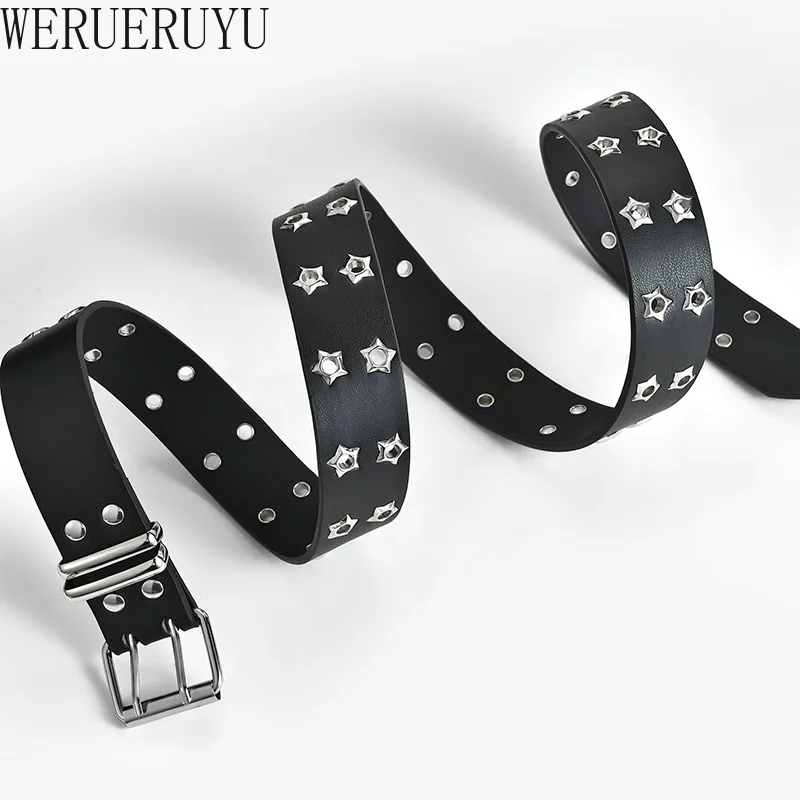 Punk Casual Hollow Out Decoration Belt for Men Women Cowboy Clothing Accessories Female Fashion Punk PU Leather Y2k Belts 2024