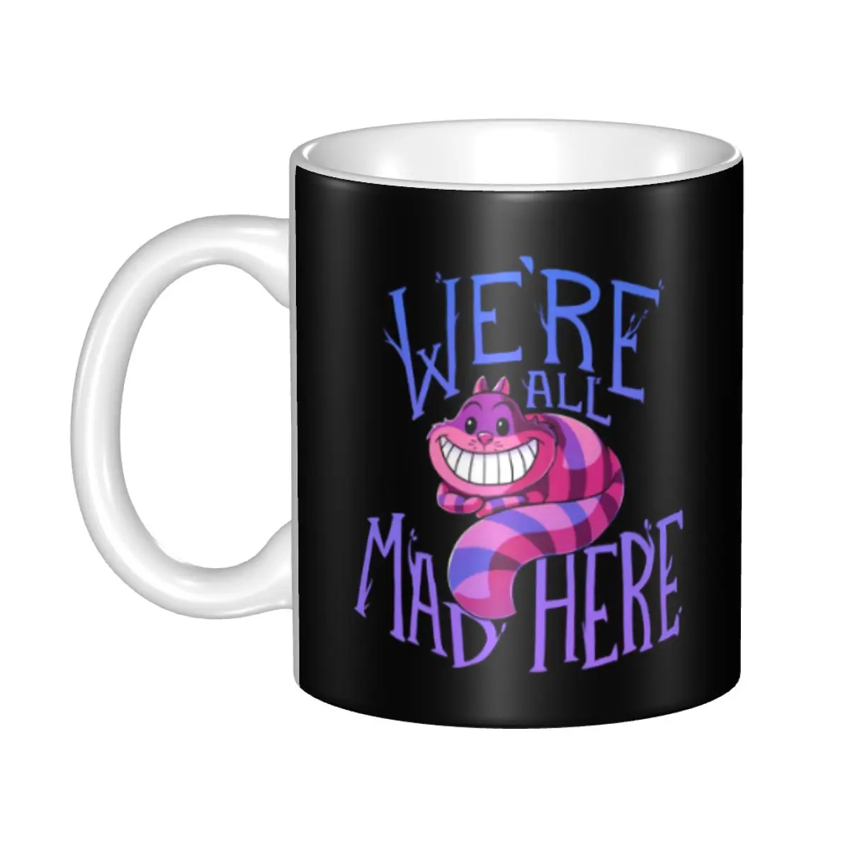 Taza de café de gato de Cheshire de Alicia en el país de las Maravillas, taza de leche de té de cerámica personalizada DIY