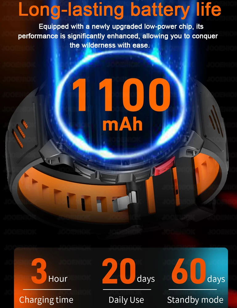 1100mah relógio inteligente masculino esporte bússola 1.7 polegada bluetooth chamada lanterna ao ar livre despertador à prova dwaterproof água smartwatch feminino 2025new