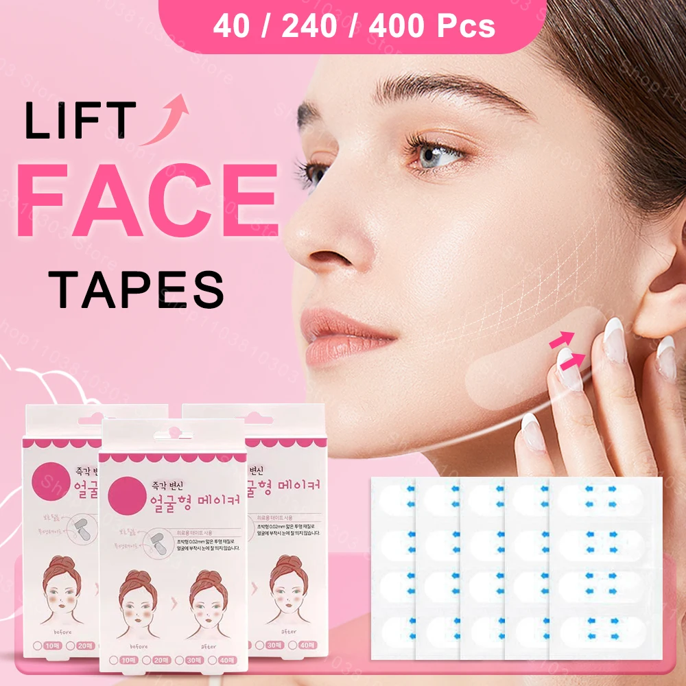 40/240/400Pcs Face Lift Tapes Invisible Face Lift Sticker Wrinkle Removal Stickers Tighten Chin Fade Fine Lines Shape V-Shaped