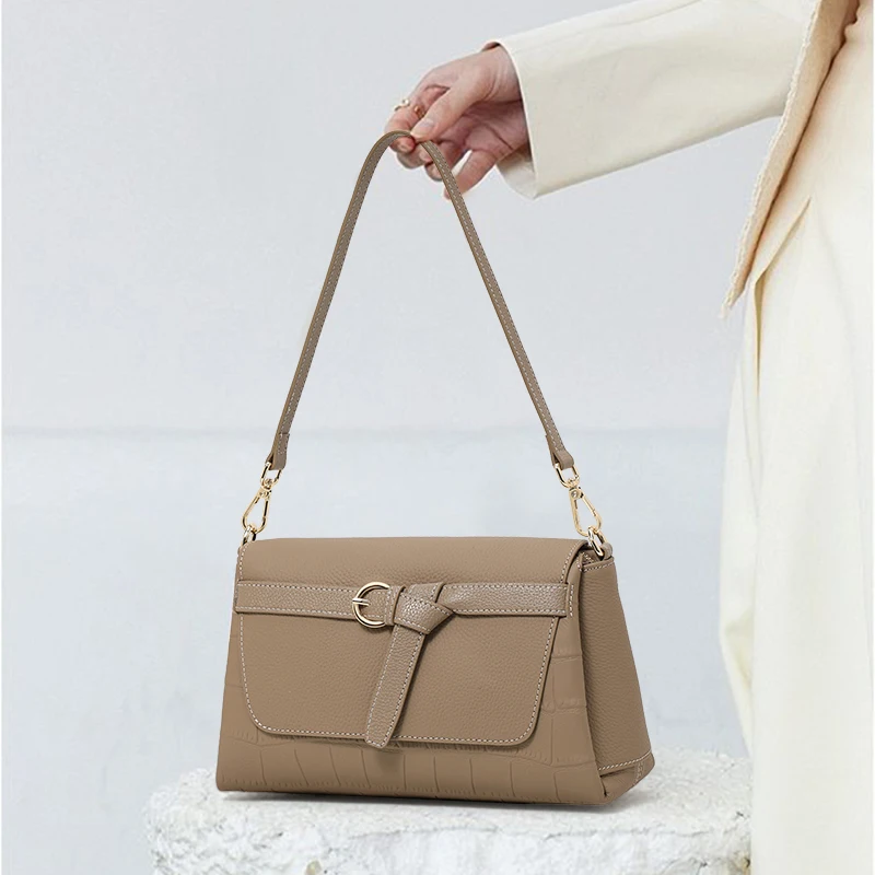 Genuine Leather Crossbody Bag for Women, New Style Shoulder Bag for Mothers, High-end Sense Large-capacity Women's Underarm Bag