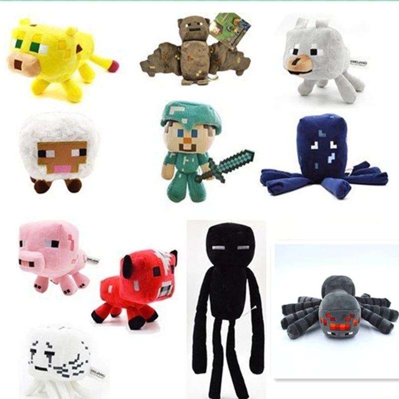 Minecrafte Creeper Stuffed Plush Toy Doll Zombie Bat Squid Mooshroom NEW Enderman Ocelot Steve Baby Sheep Kid Birthday Gift Toys