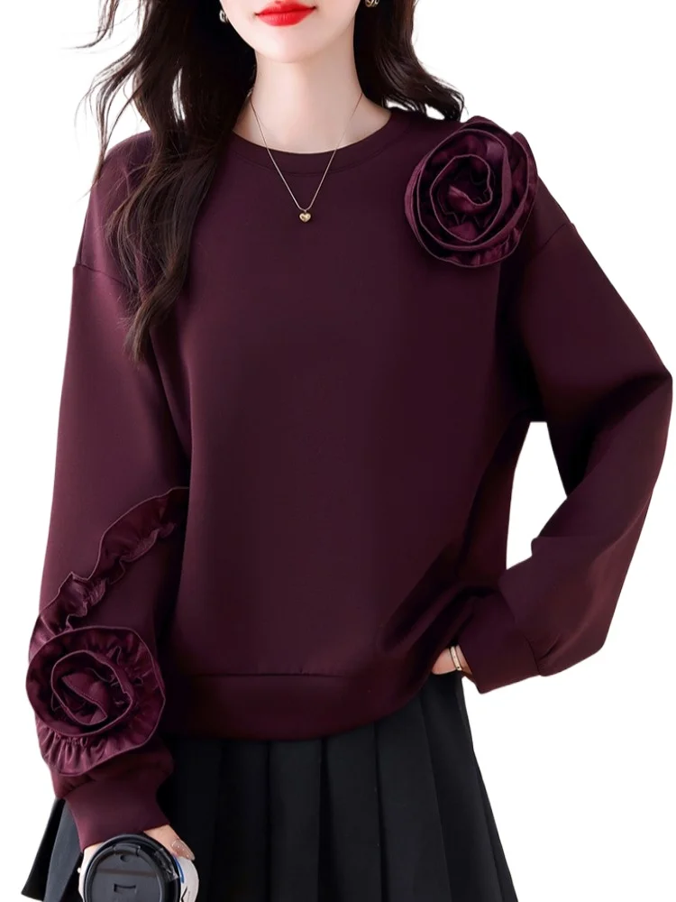 

3d flower sweatshirts women spring flowerl tops