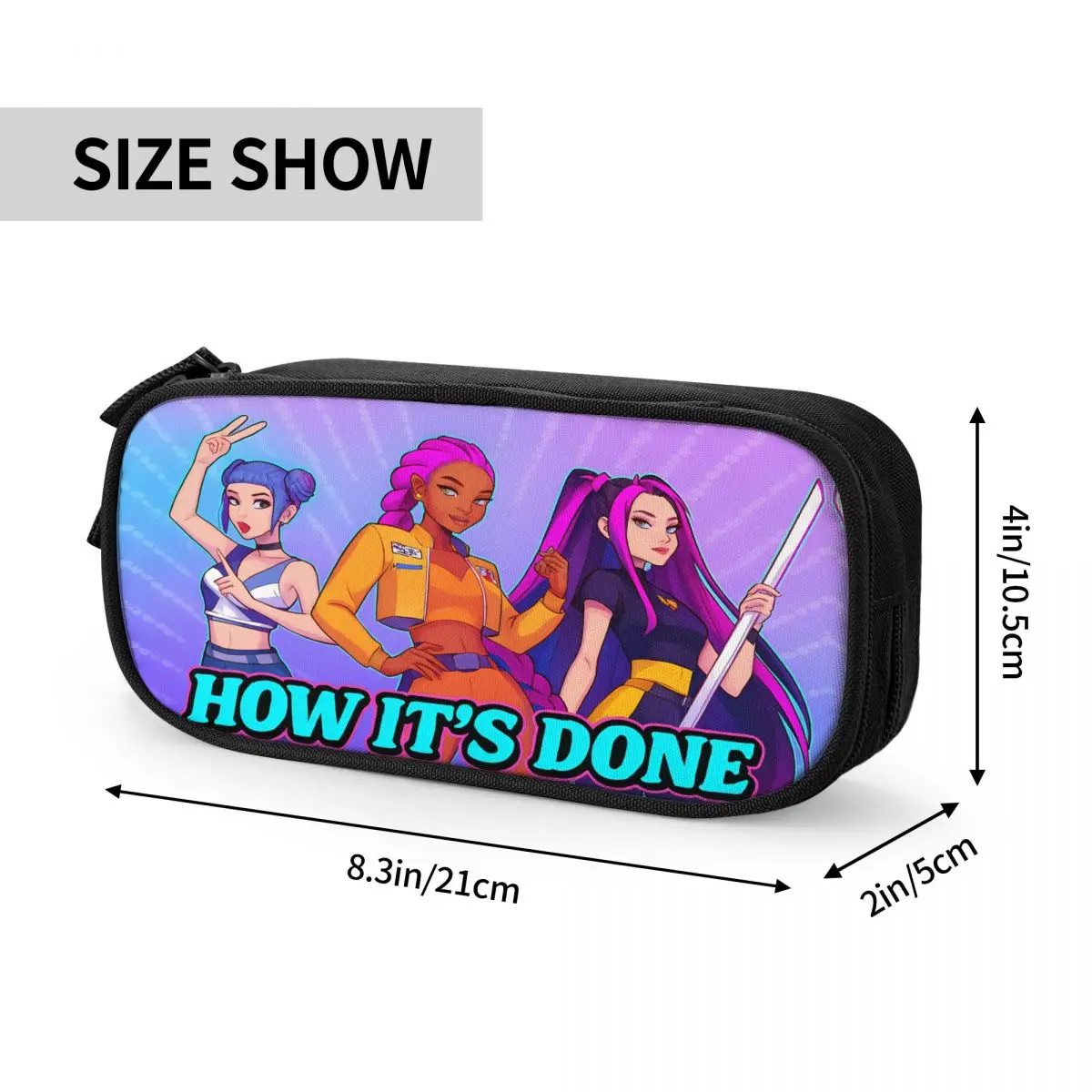 KPop 악마 사냥꾼 연필 케이스 학교로 돌아 가기 연필 케이스 지퍼 소년 소녀 멋진 대용량 연필 상자 편지지 주최자