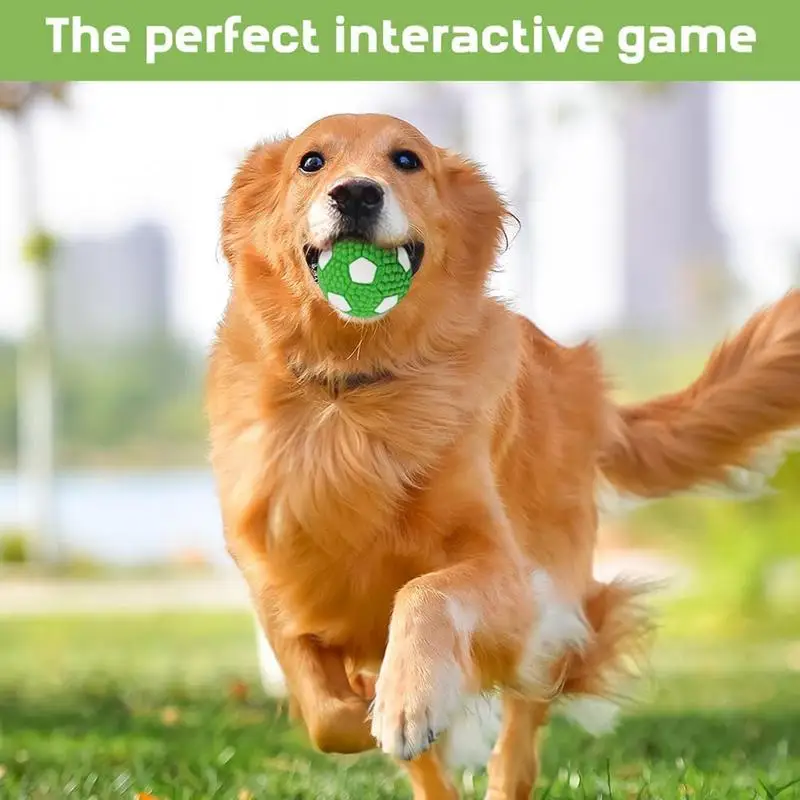 Indestructible Ball For Dogs Tough Ball Toy Puppies Chew Soccer Ball Bouncing Squeaky Dog Balls Sturdy Puppy Balls Interactive