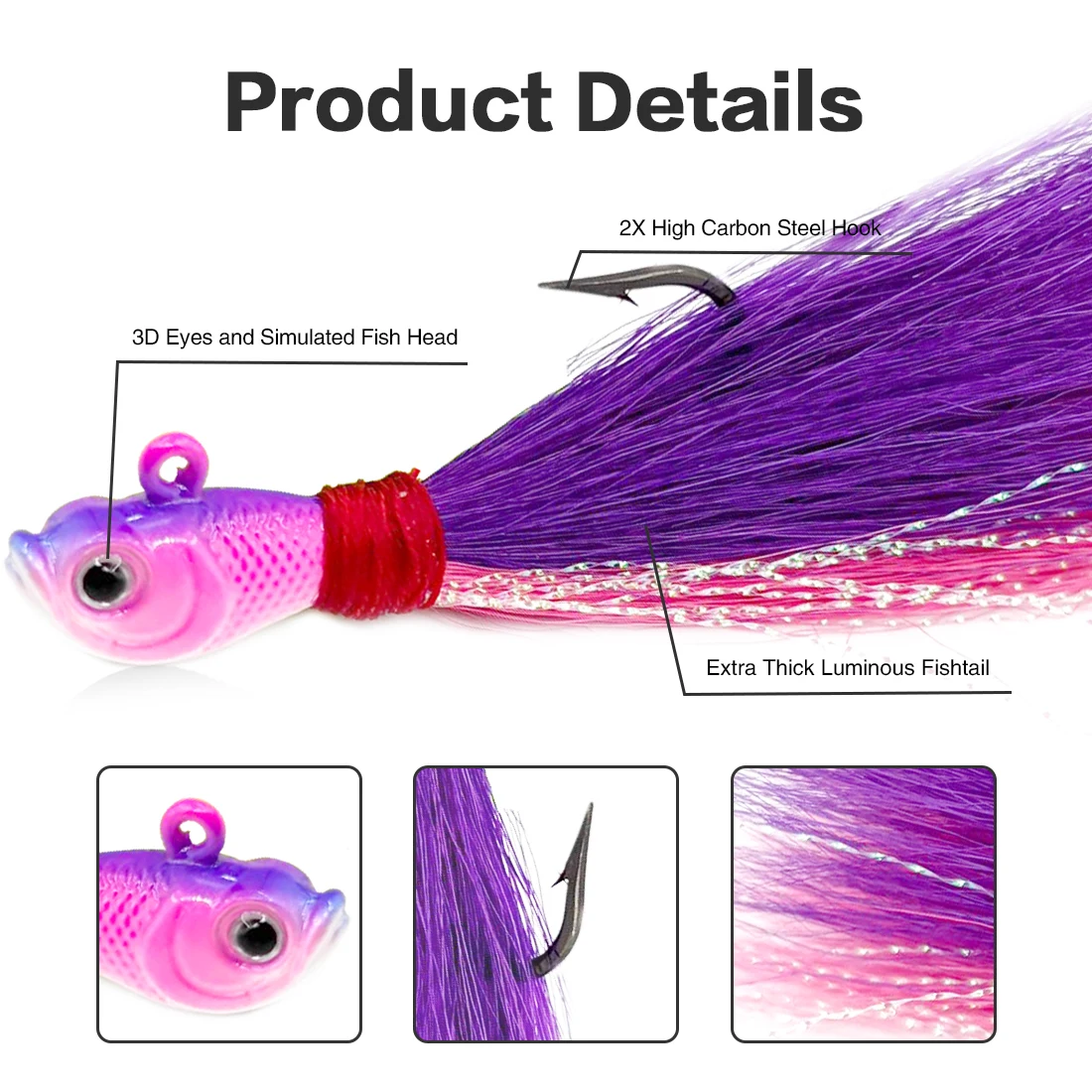 FishTrip 3pcs Hair Jig Head Sea Fishing Hook Bucktail Jig 7-56g Sea Multicolor Trout Bass Fishing Lure Accessories Saltwater - AliExpress 18 FishTrip 3pcs Hair Jig Head Sea Fishing Hook Bucktail Jig 7-56g Sea Multicolor Trout Bass Fishing Lure Accessories Saltwater - AliExpress 18