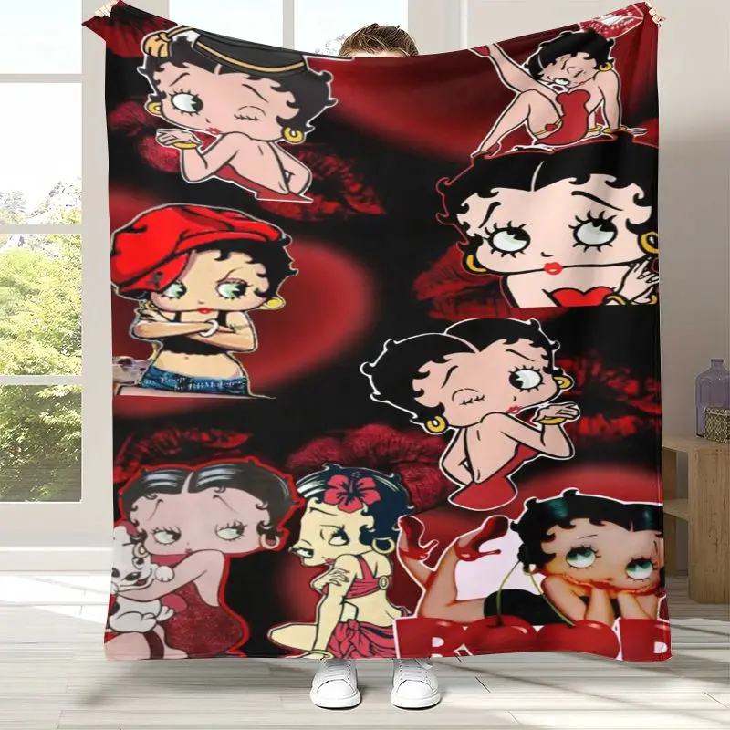 Cute B-Betty Girl B-Boop Cartoon Soft Flannel Throw Blanket,Cozy Blanket for Bed,Sofa,Living Room,Picnic,Camping,Home Decor,Gift