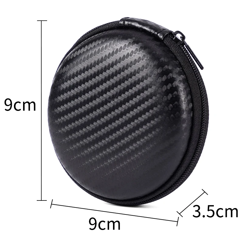Circular USB Data Cable Headphones Case Mini Zippered Round Storage Hard Bag Headset Box Shockproof Earphone Accessories
