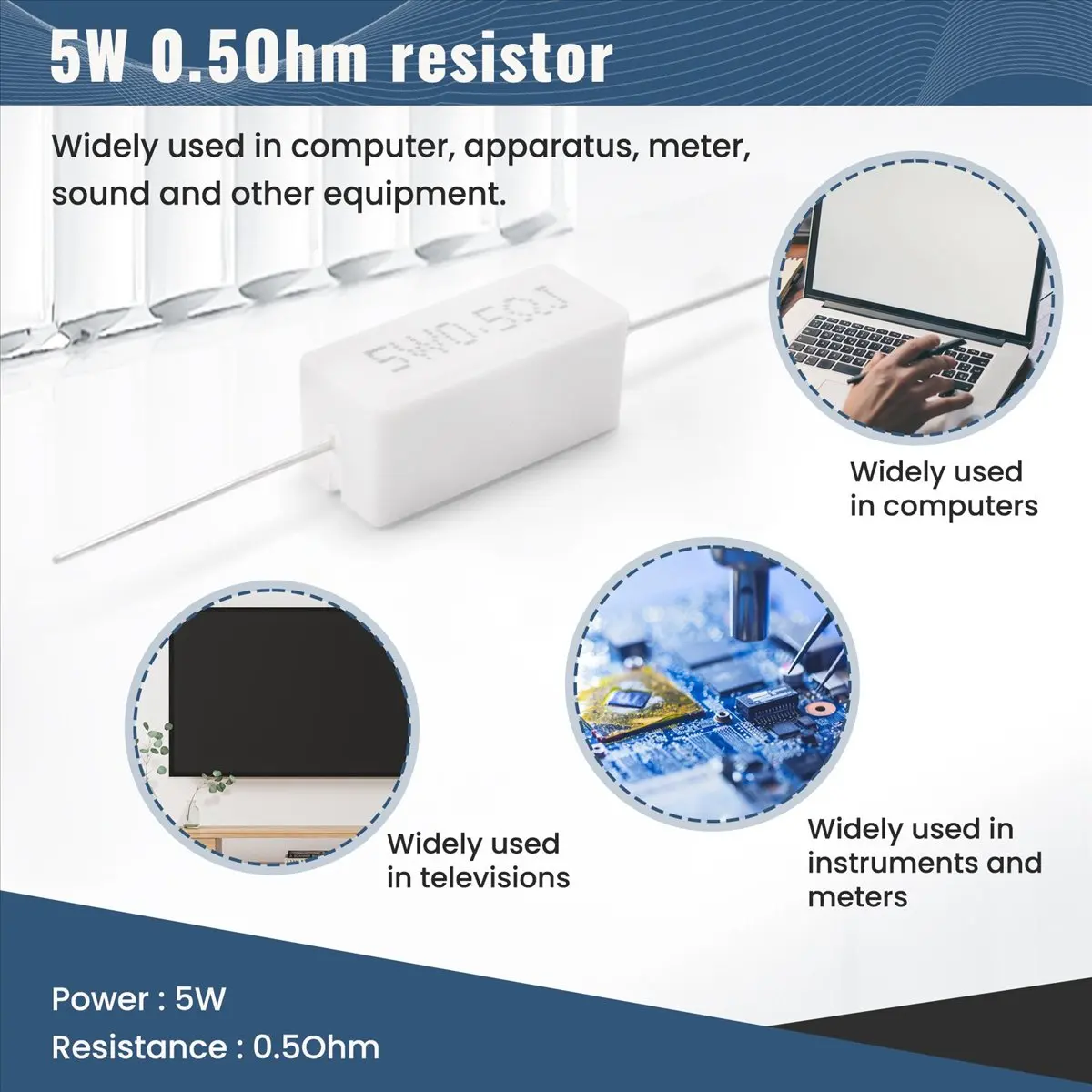 SCLS 10 resistencias de cemento cerámico de plomo axial 0,5 ohmios 5W