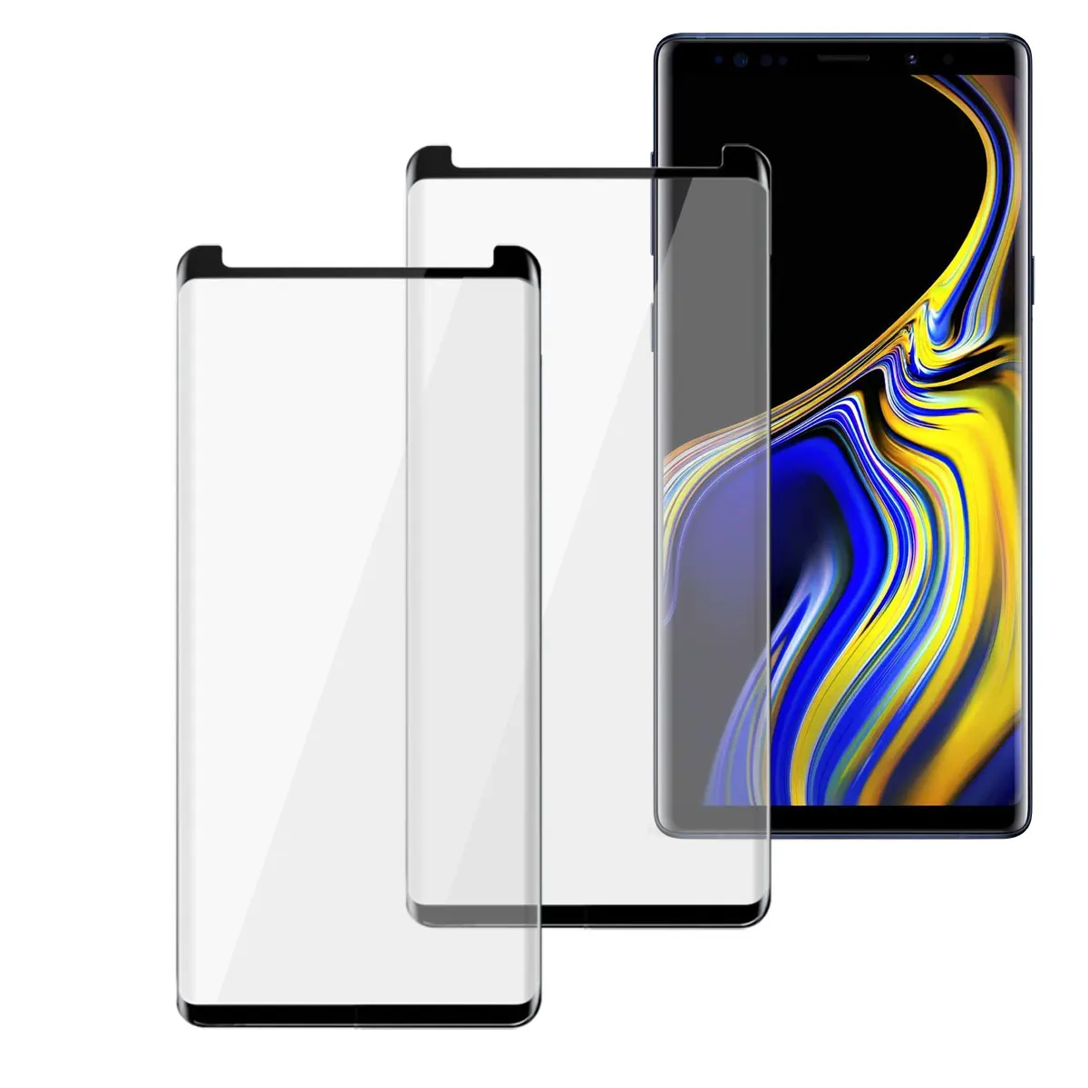 For Samsung Galaxy Note 9 Case Friendly Full Coverage Clear Tempered Glass Screen Protectors 2-Pack