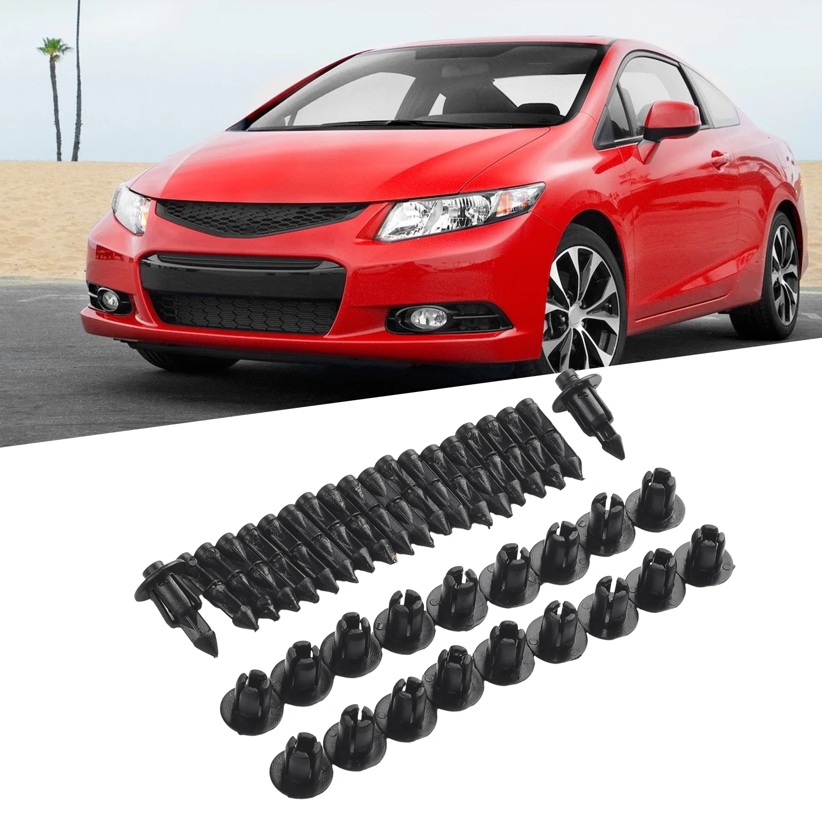 Pack of 20 Plastic Fastener Clips for Motorcycle Trim Panels Fits in 6mm Holes Compatible with For Suzuki & For Toyota