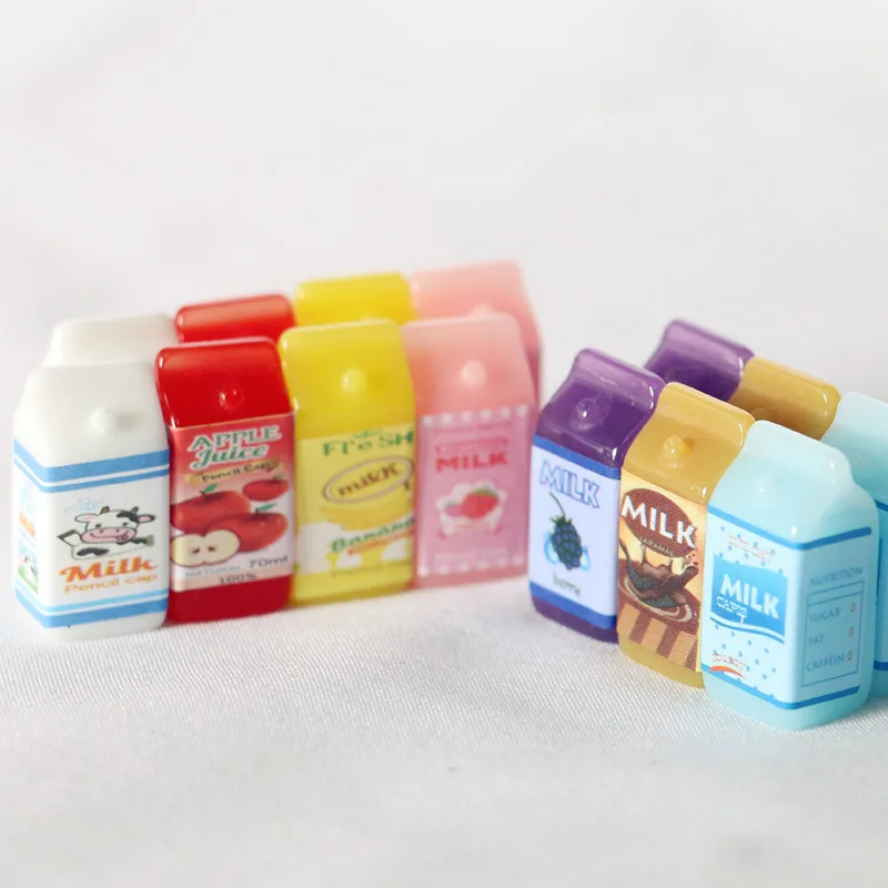 1:12 3pcs Miniature Cute Fruit Milk Drinks for Barbies Coffee Milk Dollhouse Doll Kitchen Food Accessories Figurines Home Decor