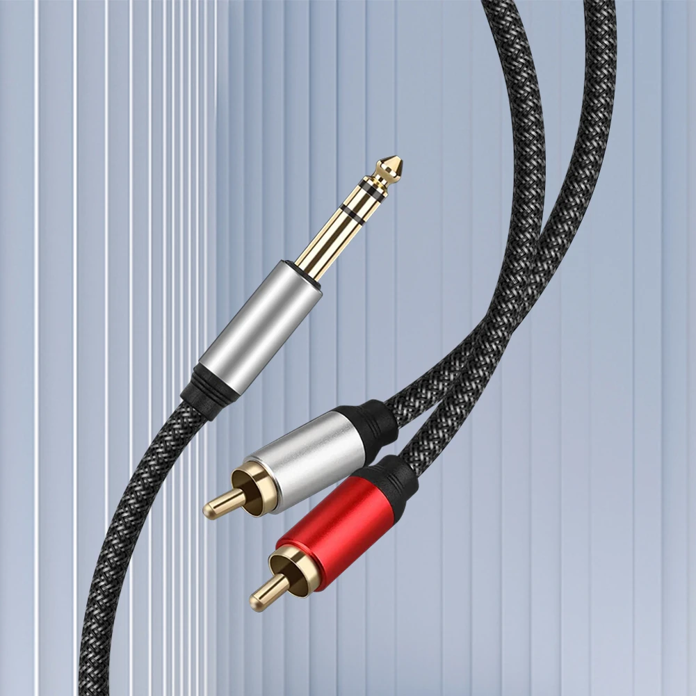 6.35mm Male To Dual RCA Male Splitter Cable Professional 1/4 Inch Male TRS Stereo Plug To RCA Male Cable Easy Connection