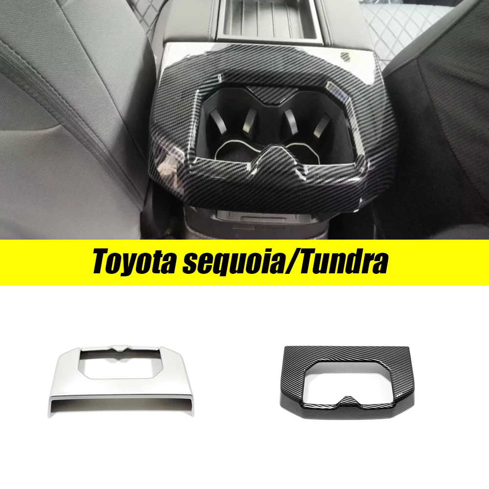 

For Toyota Tundra Sequoia 2022 2023 Car Front Row Seat Center Armrest Water Cup Holder Cover Sticker Trim Interior Accessories