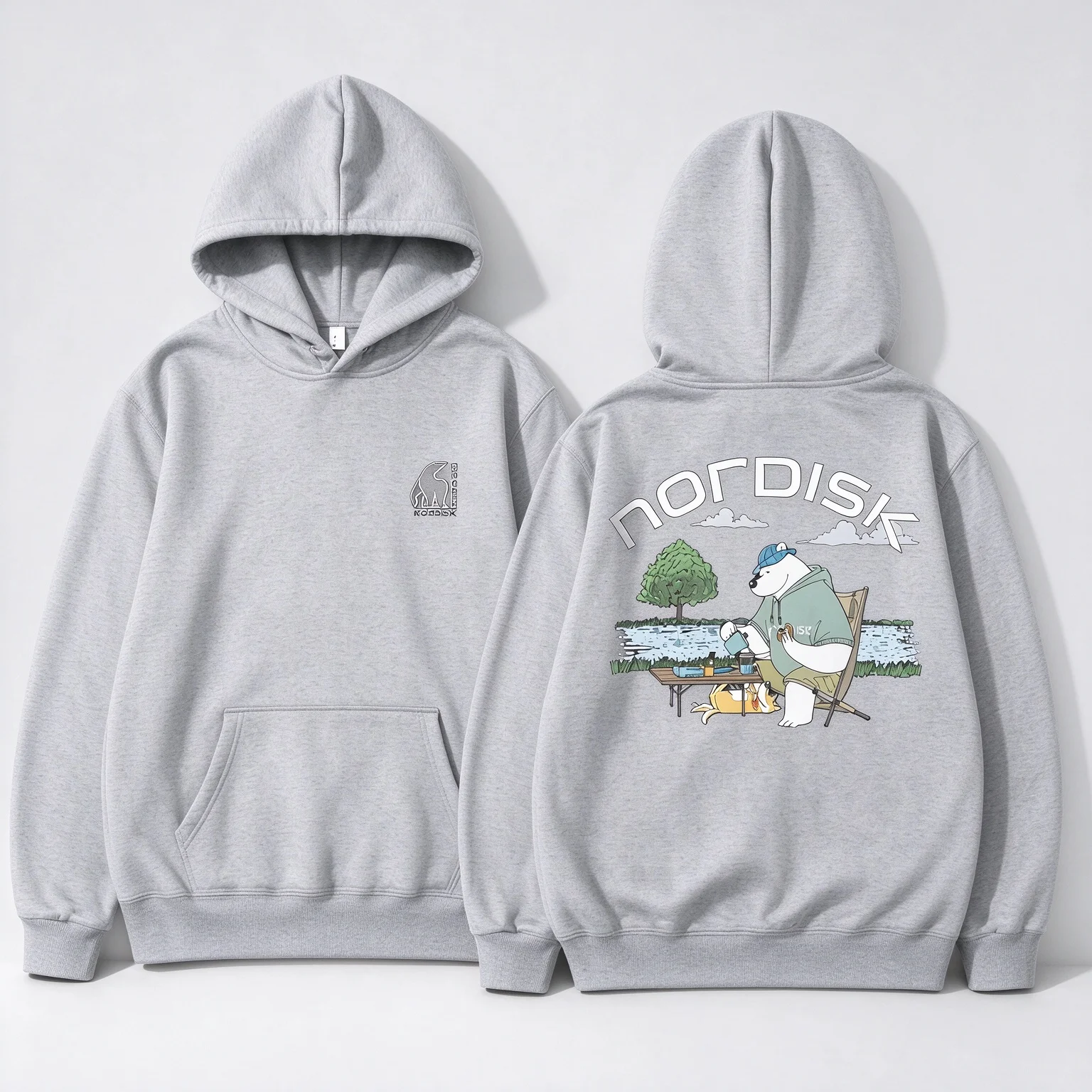 Großer Eisbär NORDISK Grafik Outdoor Mode Lässiger Kapuzenpullover Herren und Damen Herbst und Winter Hochwertiger Hoodie – Detail 8