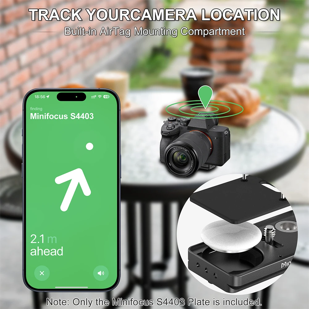 Minifocus AirTag Track Quick Release Plate Metal Camera Mount Adapter with 1/4\