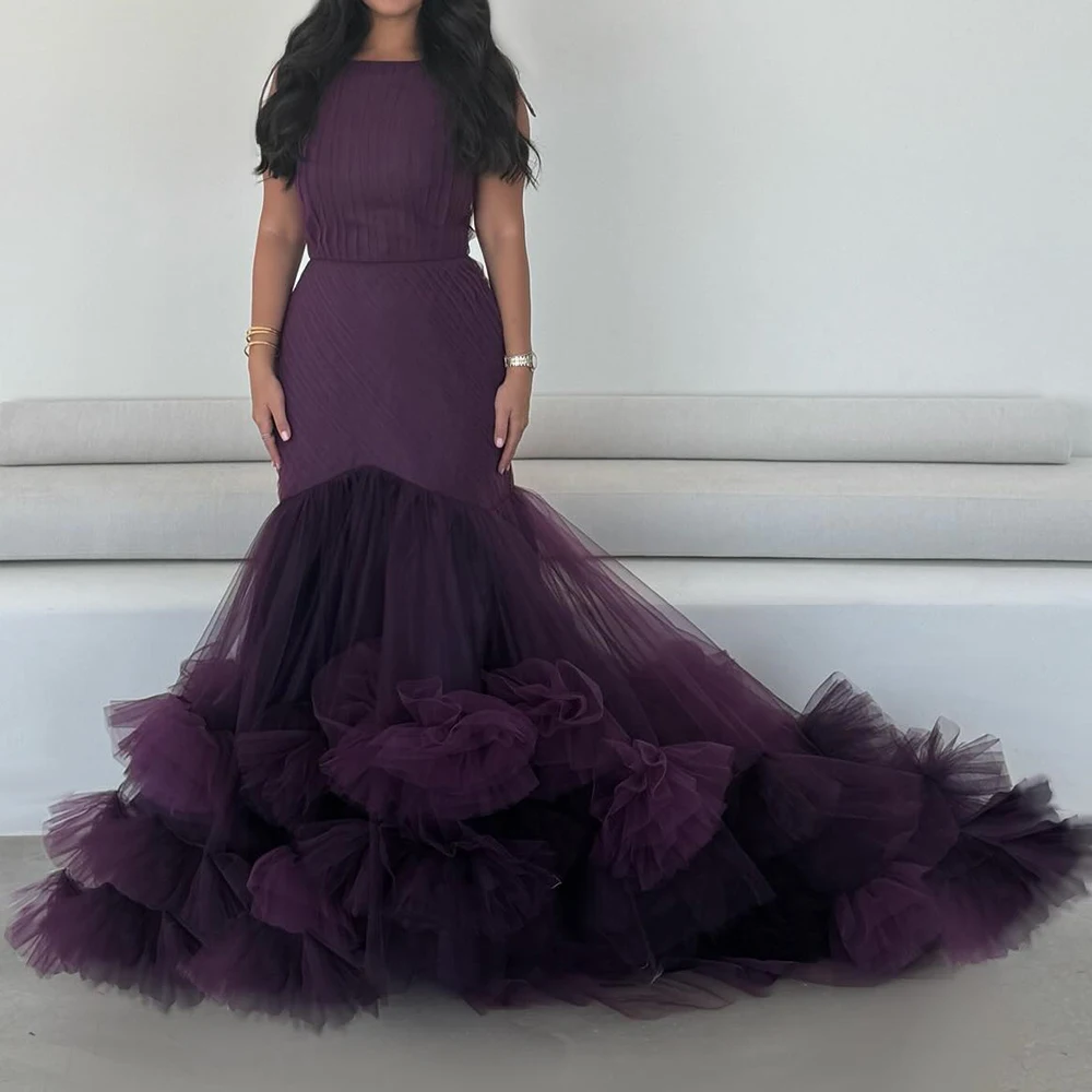 

Вечерние платья русалки по индивидуальному заказу, платье для выпускного без рукавов на бретельках, модное платье с цветочным принтом и складками, простое драпированное вечернее платье с открытой спиной