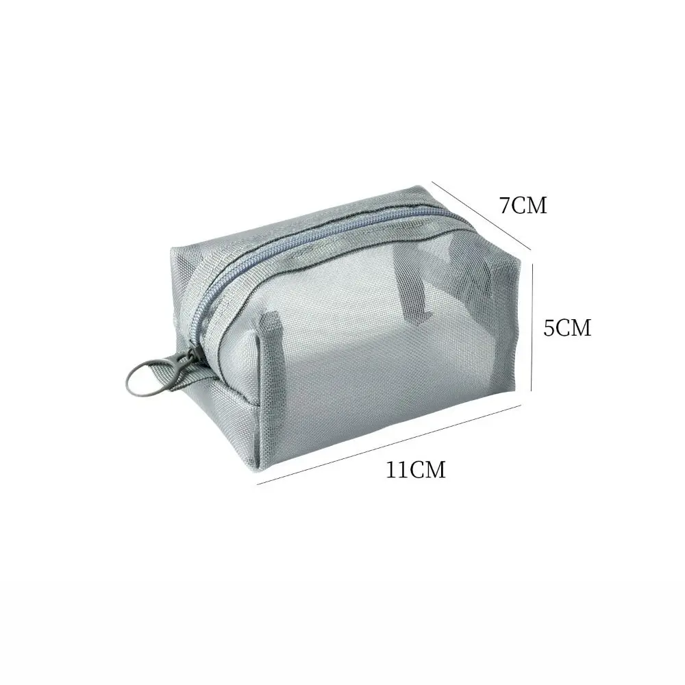 Monedero de malla de nailon cuadrado tridimensional Vintage, bolsa de gran capacidad para llaves, lápiz labial, organizador de auriculares, bolsa para tarjetas