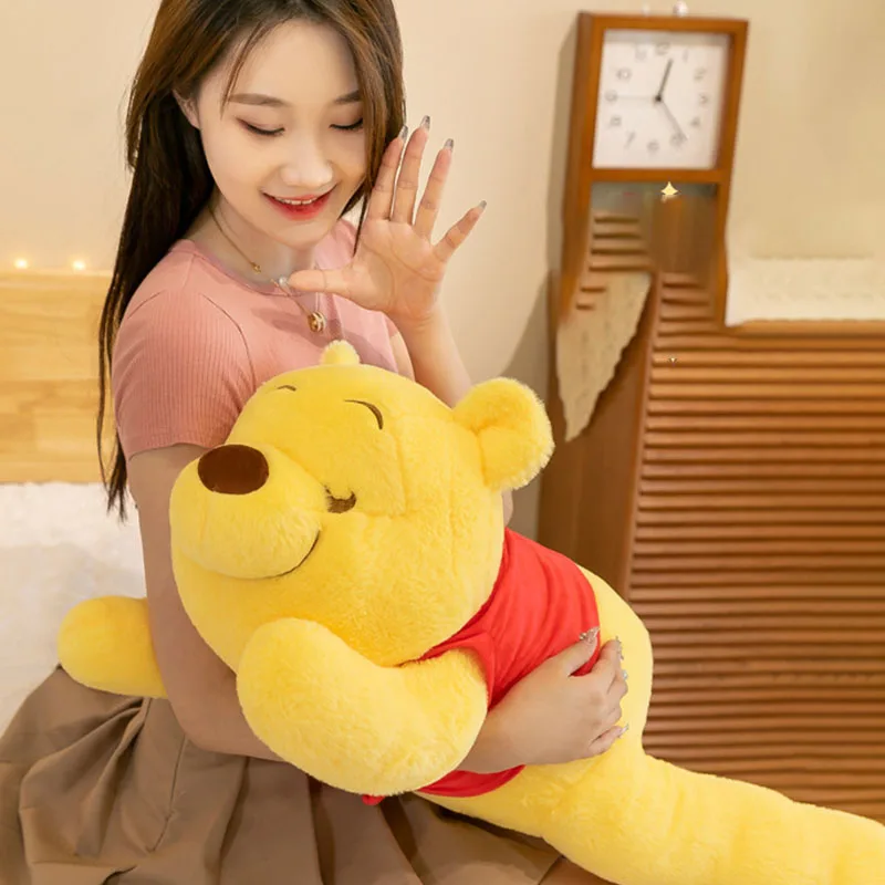 Disney-muñeco de peluche de oso de Winnie para niños, juguete de peluche de dibujos animados Kawaii, almohada de oso suave, regalo de cumpleaños