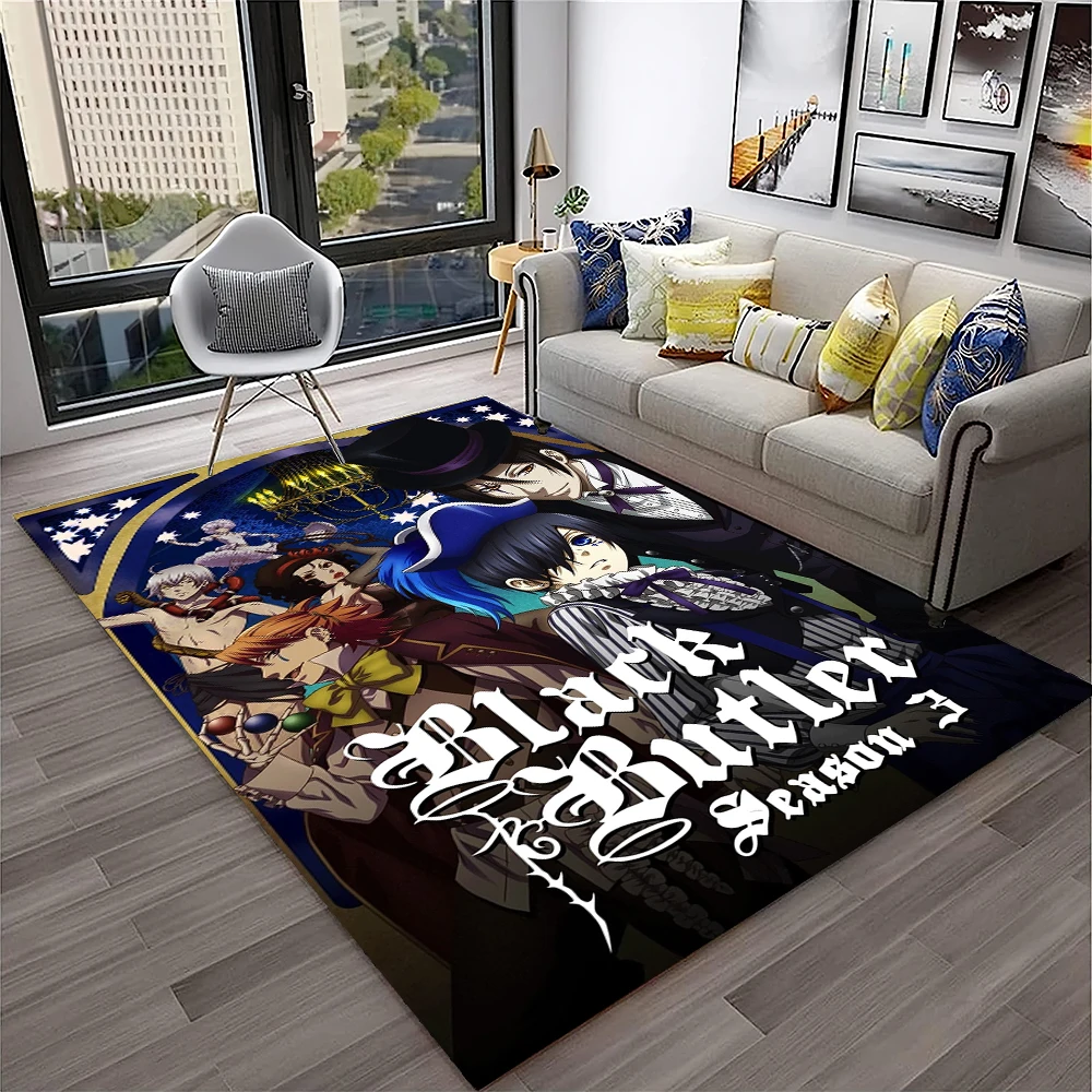 3D Anime Black Butler Cartoon Carpet Rug for Home Living Room Bedroom Sofa Doormat Decor,kids play Area Rug Non-slip Floor Mat