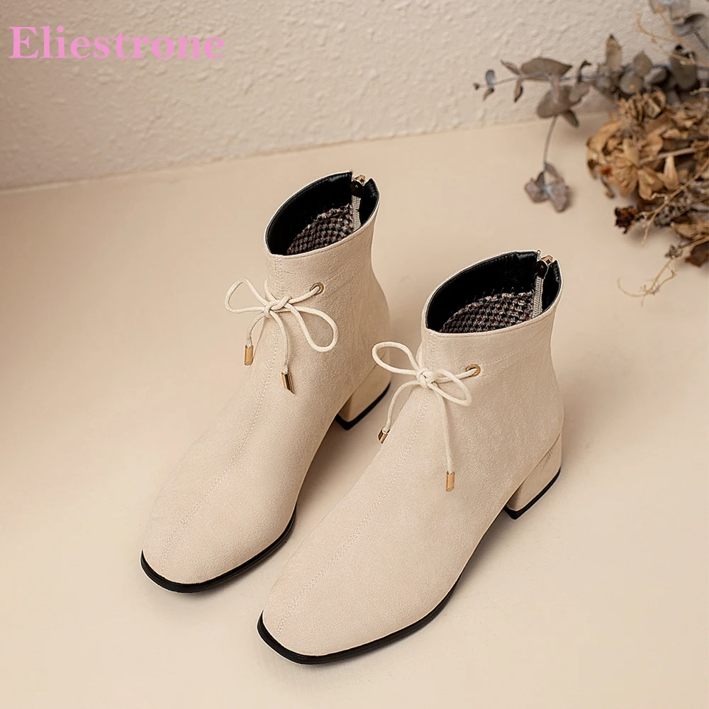 2026 Autumn Comfortable Women Ankle Booties Oversized Med Chunky Heel Lady Daily Shoes Large Small Plus Size 11 32 44 48