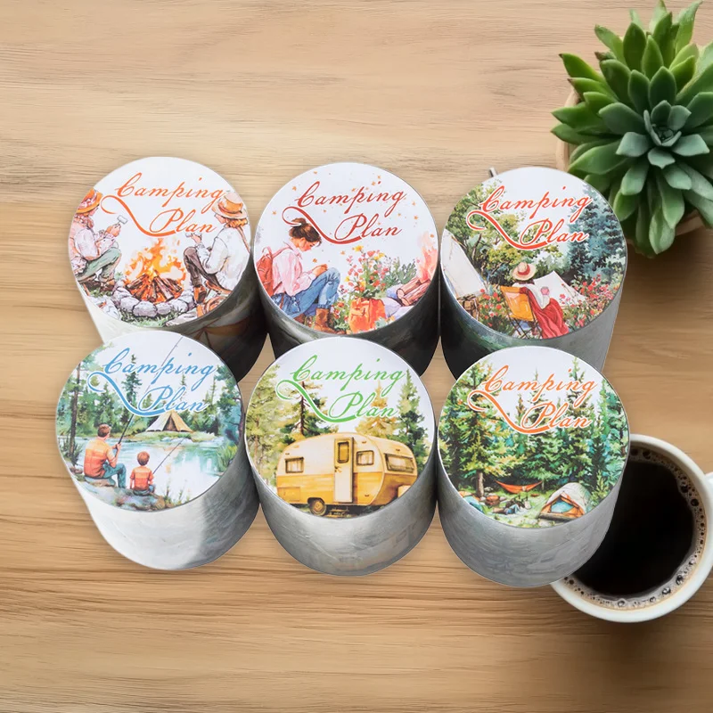 1Roll/3RoII 6Style PET Seamless Tape for Decoration Camping Plan Collection Featuring Camping Scenery Designs