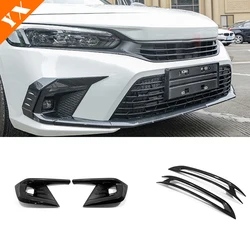 For Honda 11th Gen Civic Carbon Black Chrome Trim Accessories 2022 2023 Car Front Rear Bumper Fog Light Lamp Cover Garnish Shell