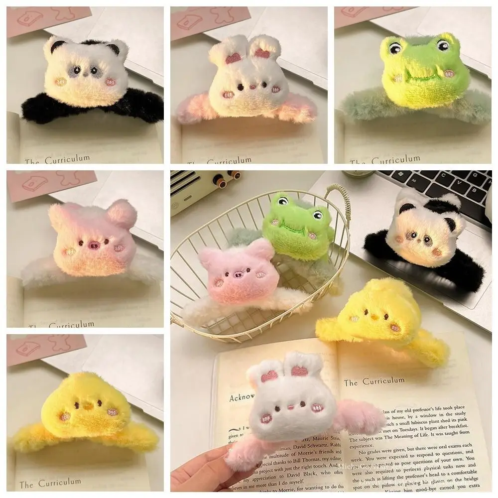 Doll Plush Panda Hair Claw Elegant Rabbit Acrylic Winter Cross Hair Clip Korean Style Large Size Animal Shark Clip Daily