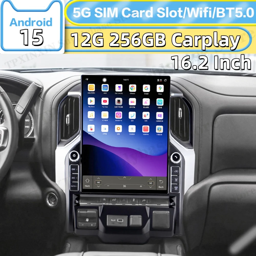 

Мультимедийный Android 15 IPS-экран для Chevrolet Silverado GMC Sierra 2019-2023 с GPS-навигацией, автомагнитолой и CarPlay
