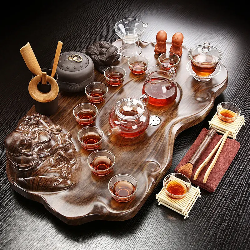 

Элитный офисный чайный поднос для гостиниц, завтраков, гостиной, длинный сервировочный поднос для кухни, китайский чайный поднос с дренажем, домашние товары