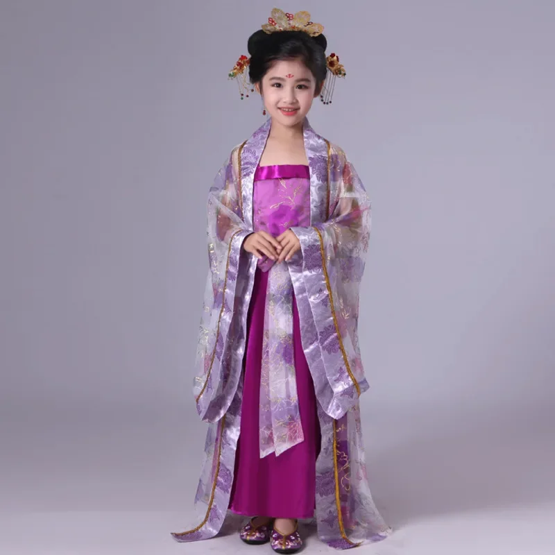 traditional chinese dance costumes children women girls for kids sleeve fan dress folk costume woman ancient hanfu clothing