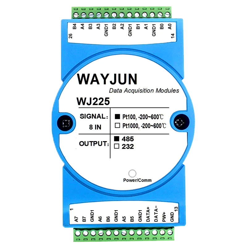 

WJ225 8-канальный модуль сбора данных RJ45 от Pt100 до RS485/232 с термостойкостью и температурой Pt1000