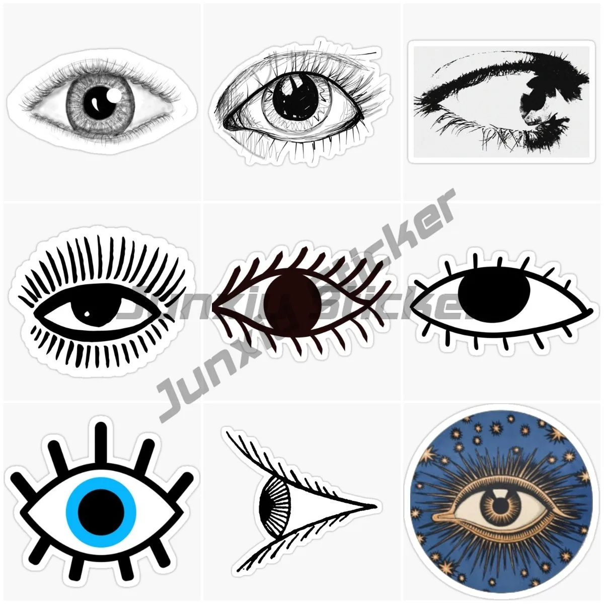 

Creative Exterior Accessories Personality Creative Cartoon Hand drawn Eyes Funny Decal Waterproof vinyl self-adhesive Stickers